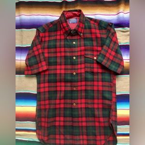 Pendleton wool plaid short sleeve red mens small